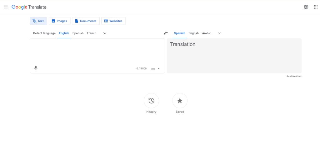 Rapid Translate's Screenshot der Google Translate Website auf einem Desktop-Browser.
