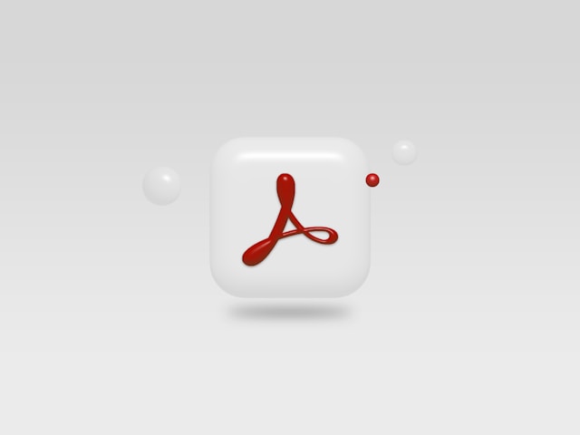 Le logo du lecteur Adobe PDF sur un carré blanc.
