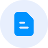 Rapid Translate graphic of a blue document icon with white lines, representing text, inside a light blue circular background.