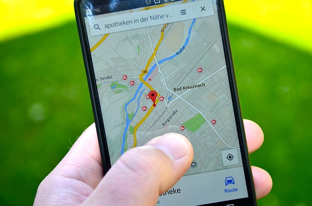 A person views a map on a smartphone.
