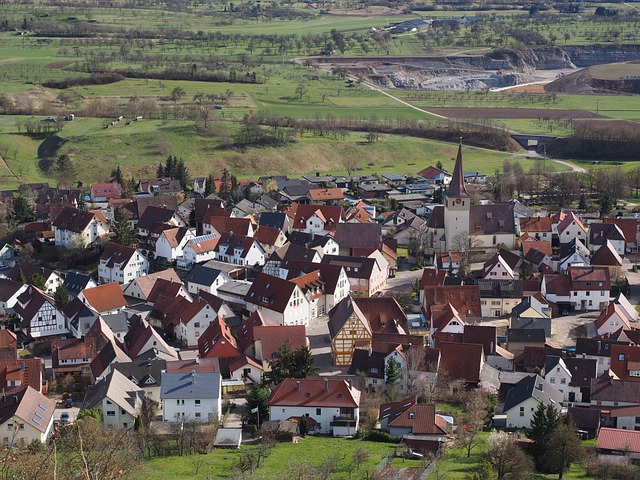 A local community in the daytime.
