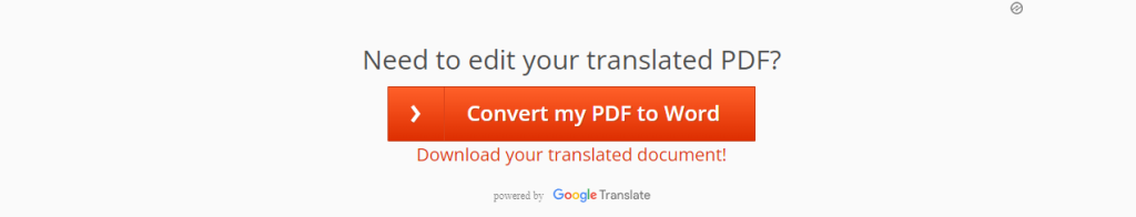 Rapid Translate’s screenshot of DocTranslator’s translated document download page on a desktop.
