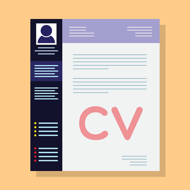 An illustration of a CV template on a yellow background.
