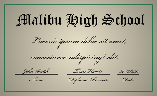 A high school diploma certificate template.
