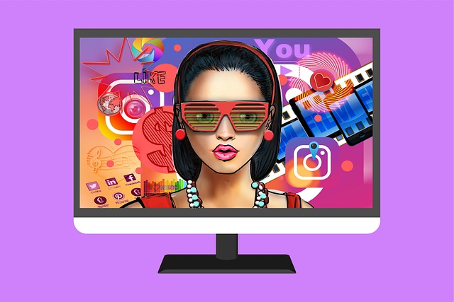 An illustration of a content creator surrounded by various social media apps on a computer screen.
